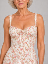 Idonea™ Cream Floral Strappy Midi Dress