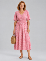Dorinda™ Dusty Pink Polka Dot Midi Dress