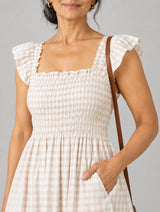 Larissa™ Beige Strappy Summer Midi Dress