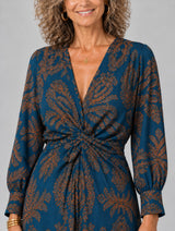 Rosmerta™ Navy Print Flared Midi Dress