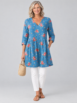 Lucia™ Long Blouse with V-Neck