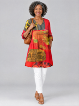 Maria™ Long Blouse with V-Neck