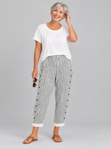 Megan™ Seabreeze Stripe Button Trousers