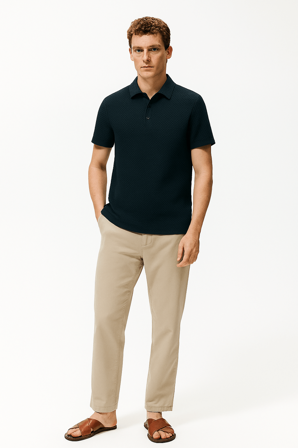THE MAYFAIR SHORT SLEEVE POLO - Apricot | NIOR MEN