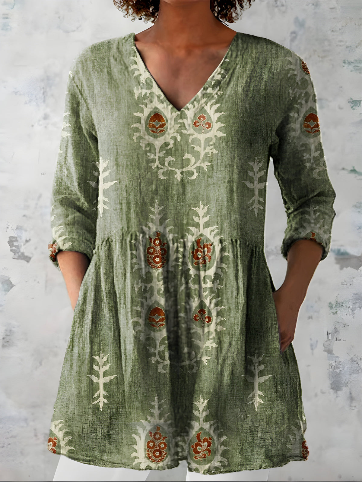 Everly™ Long Blouse with V-Neck