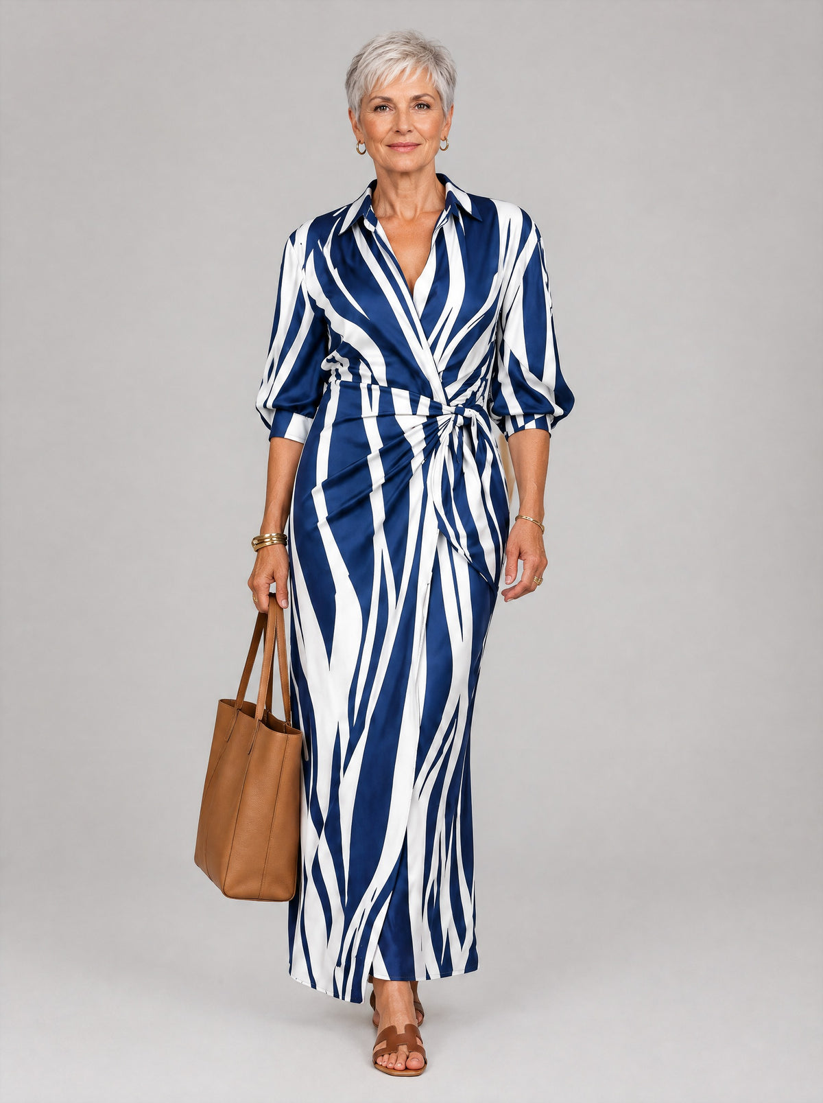 Nerys™ Blue Striped Flowing Maxi Dress