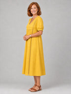 Bettina™ Yellow Openwork V-Neck Dress