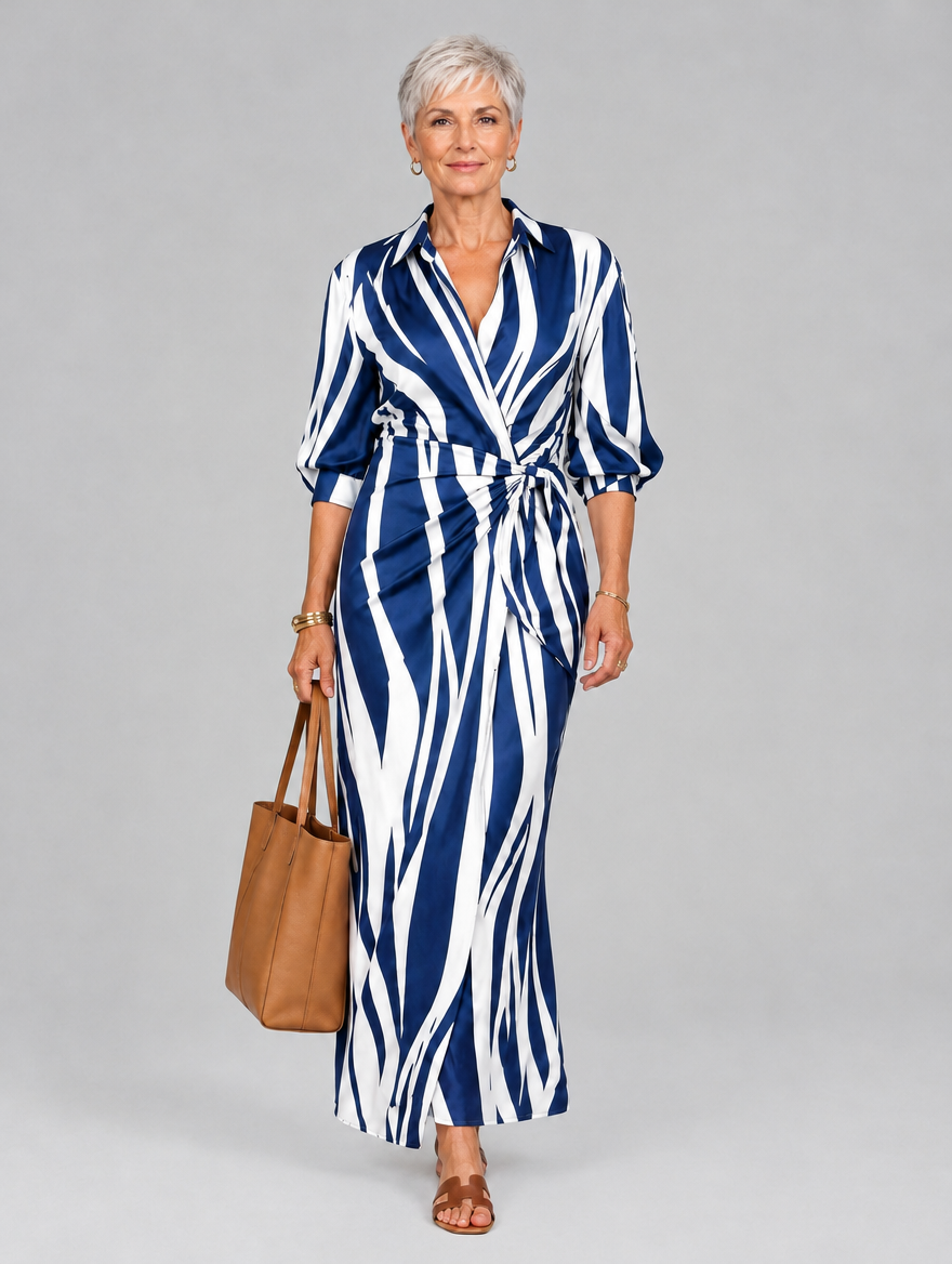 Nerys™ Blue Striped Flowing Maxi Dress