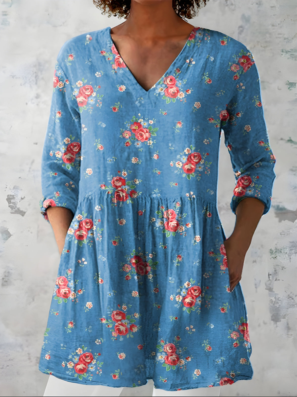Lucia™ Long Blouse with V-Neck