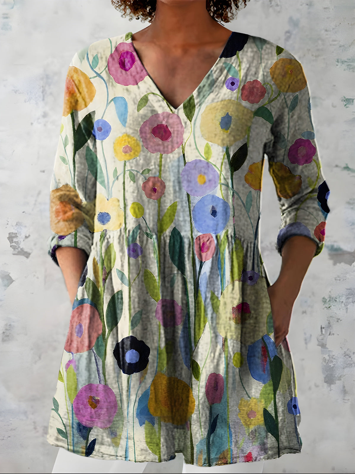 Nellie™ Long Blouse with V-Neck