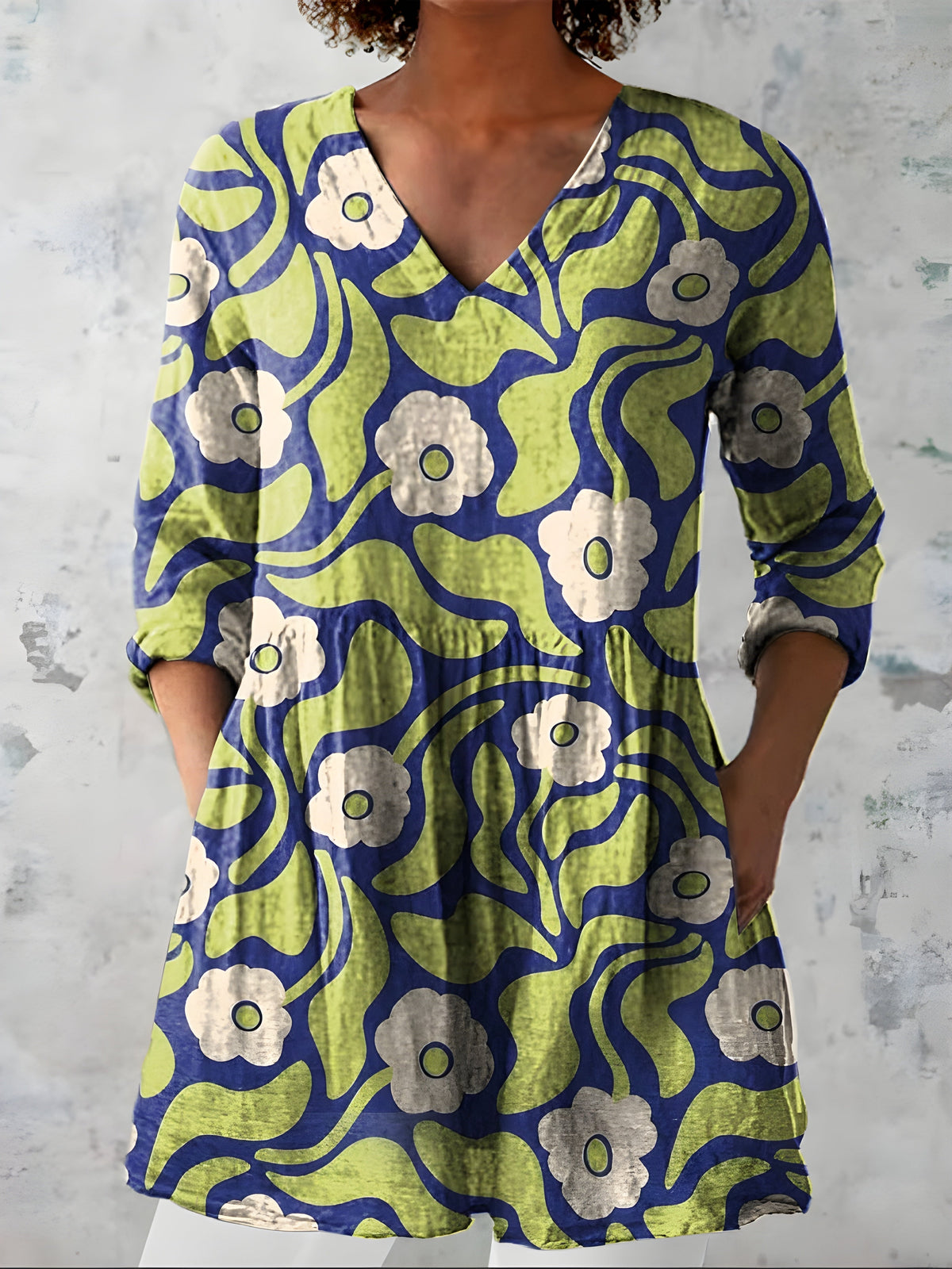 Stephanie™ Long Blouse with V-Neck