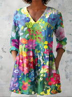 Millie™ Long Blouse with V-Neck