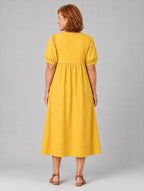 Bettina™ Yellow Openwork V-Neck Dress