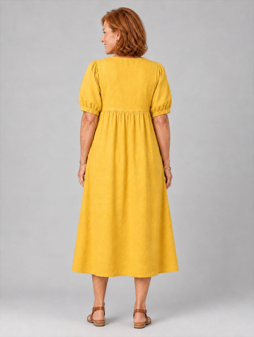 Bettina™ Yellow Openwork V-Neck Dress