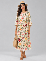Adalie™ Bright Floral Short Sleeve Midi Dress