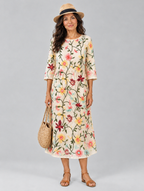 Adalie™ Bright Floral Short Sleeve Midi Dress