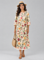 Adalie™ Bright Floral Short Sleeve Midi Dress
