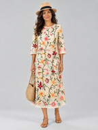 Adalie™ Bright Floral Short Sleeve Midi Dress