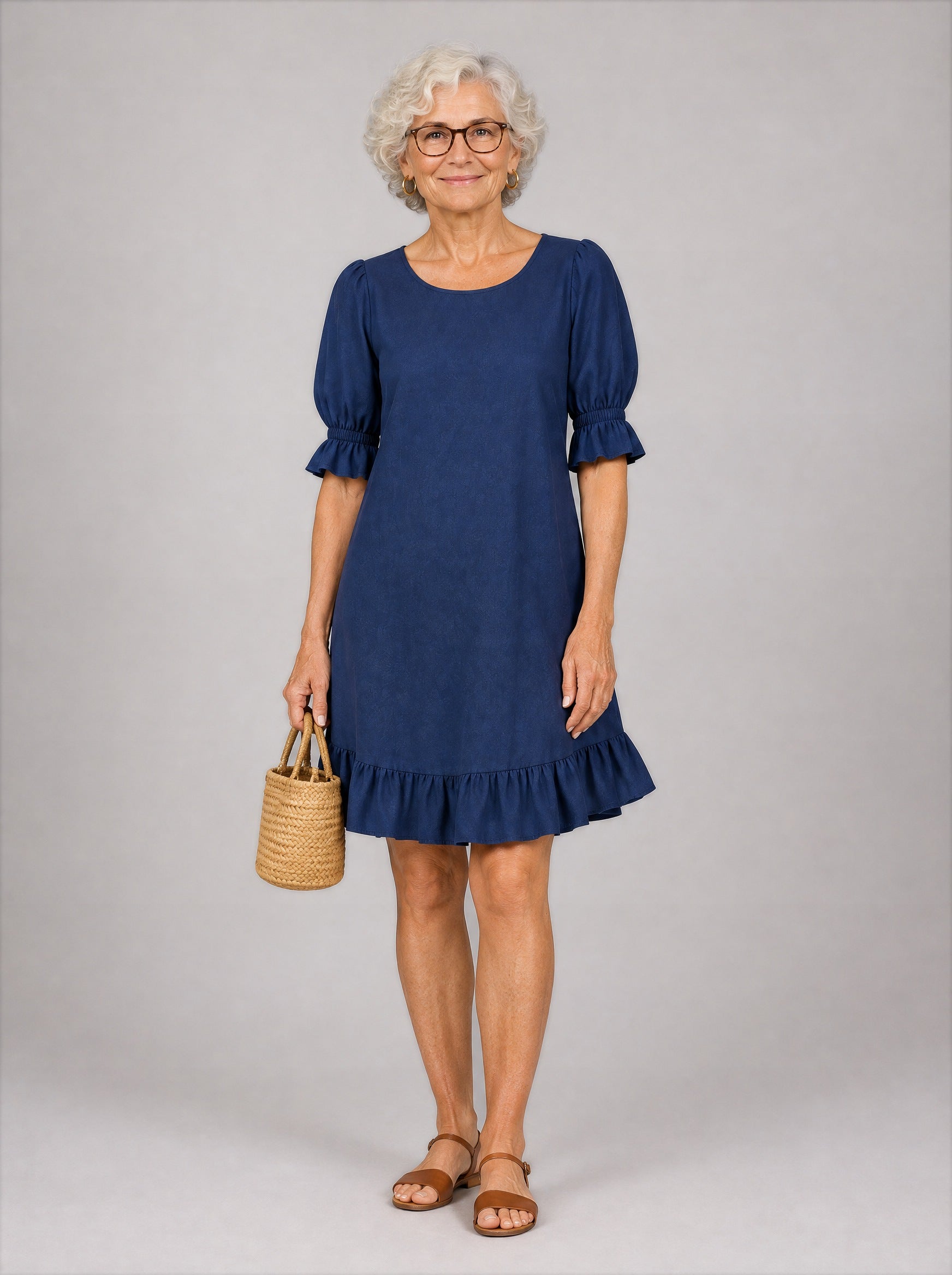 Verbena™ Blue Loose Short Sleeve Mini Dress