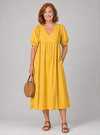 Bettina™ Yellow Openwork V-Neck Dress