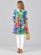 Millie long blouse in impressionist garden print, back view