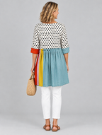 Jacqueline long blouse in polka dot colour block, back view