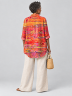 Maureen relaxed tunic in sunset collage print, back view