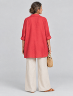 Coleen relaxed tunic in coral red, back view