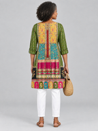 Melody long blouse in patchwork heritage print, back view