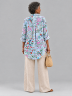 Everleigh relaxed tunic in Botanical Blue, back view