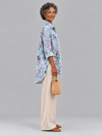 Everleigh relaxed tunic side view showing the relaxed fit