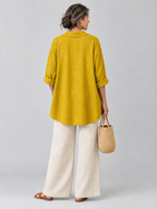 Lilah relaxed tunic in mustard yellow, back view