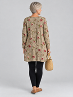 Sophia rose print tunic in coffee, back view