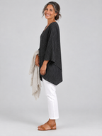 Ella pinstripe tunic top in black, side view