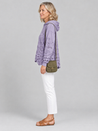 Emily eyelet embroidered hoodie in lavender, side view