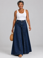 Lexi high waist wide leg jeans in dark indigo denim, front view