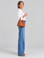 Amani vintage high waisted jeans in mid blue, side view