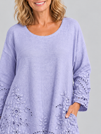 Lily sweater, close up of embroidery and neckline