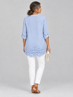 Nora top in blue, back view