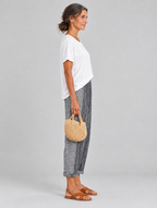 Dahlia relaxed fit trousers in black stripe, side view