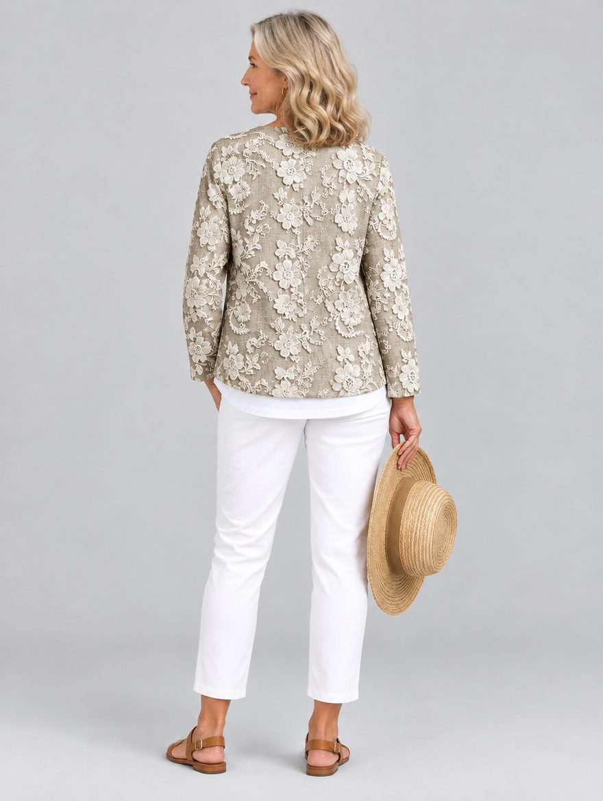 Eliana cardigan in khaki, back view
