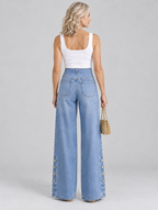 Jolene high waist slit jeans in light blue, back view