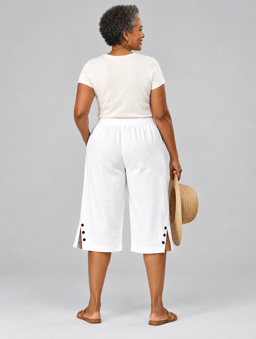 Laurel comfort shorts in white, back view