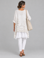 Evelyn blouse in beige, back view