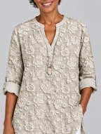 Isabella blouse, close up of print and neckline