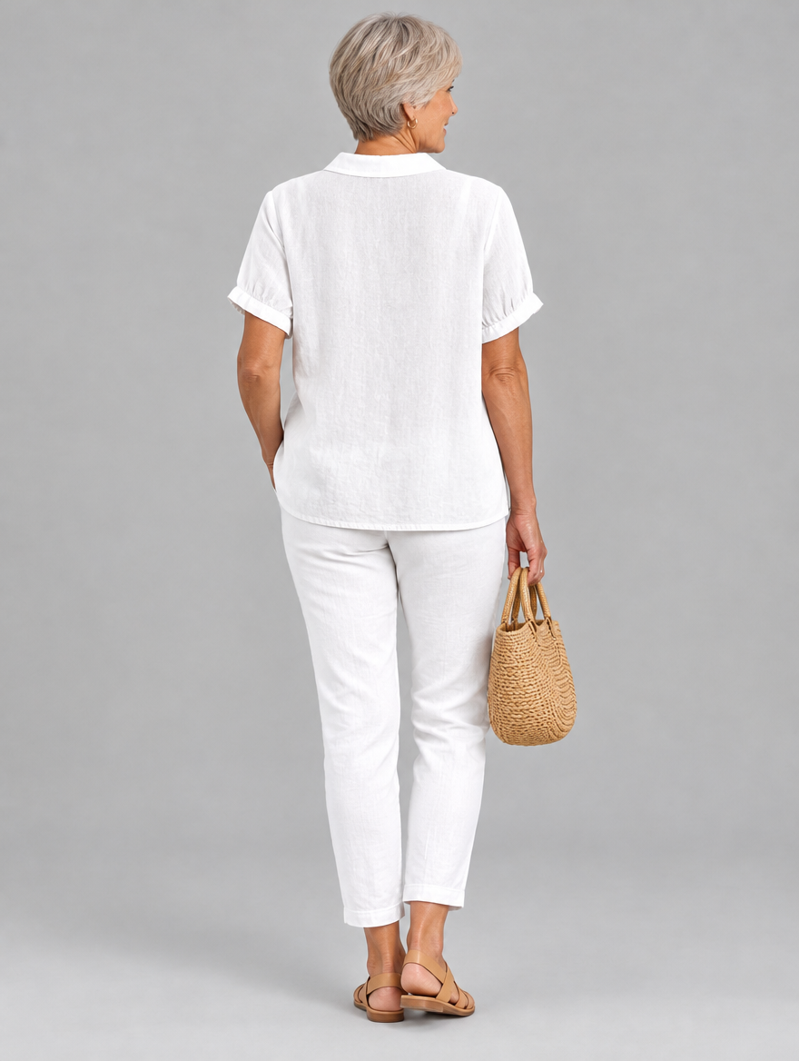 Amelia shirt in white, back view