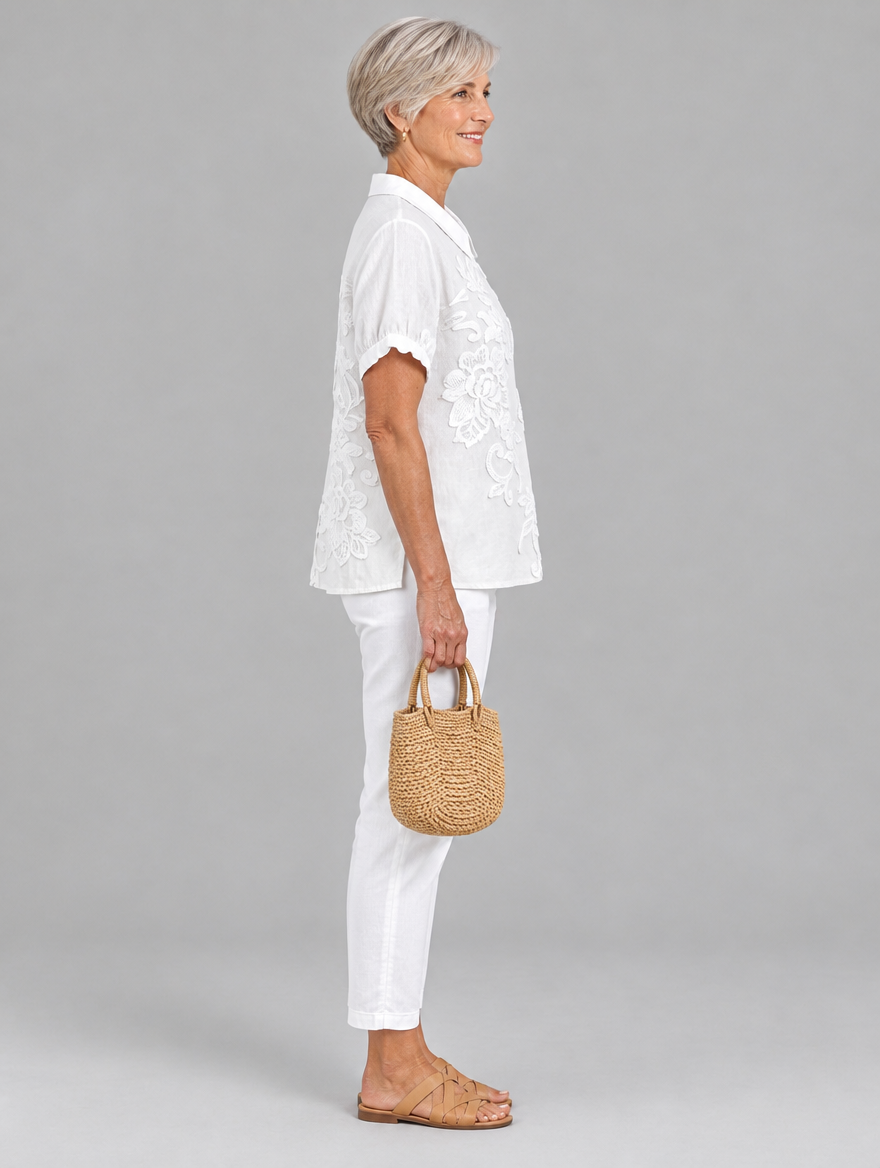 Amelia shirt in white, side view
