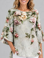 Charlotte top, close up of print and neckline