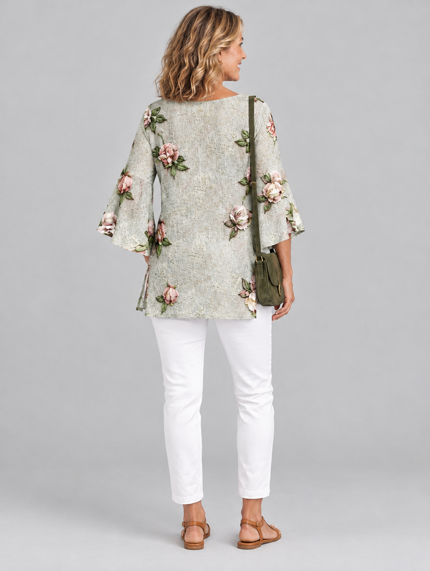 Charlotte top in light grey, back view