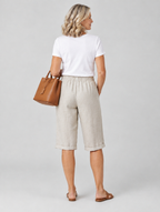 Bali linen shorts in beige, back view